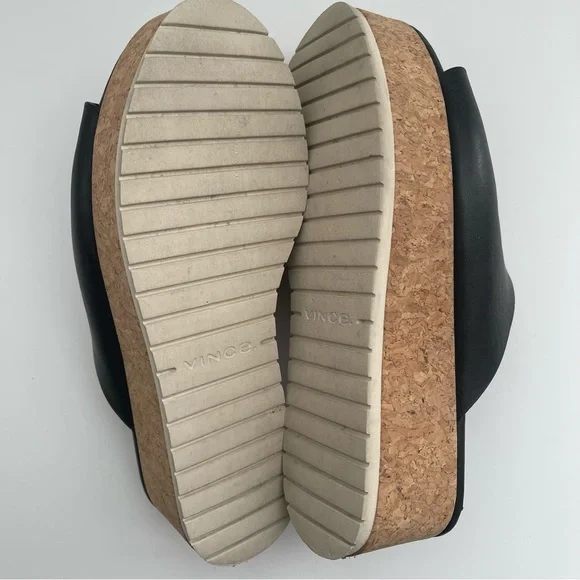 VINCE James B Leather Women’s Platform Cork Slide Black Sandals size 7.5 - Picture 14 of 14